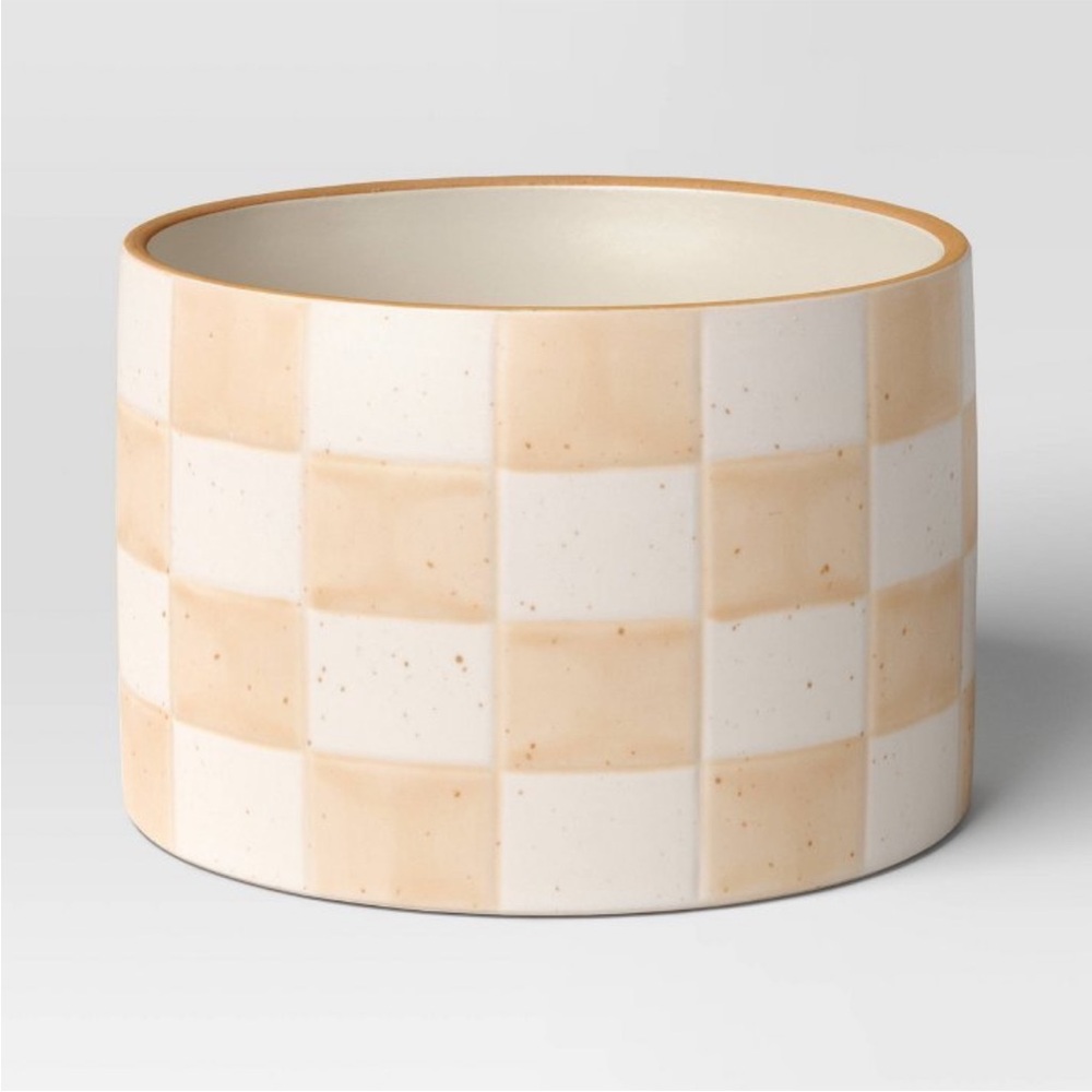 Threshold Beige and Cream Checkered Ceramic Planter